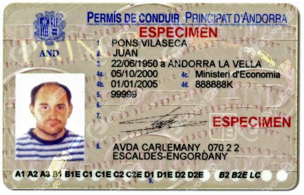 driving license of Andorra