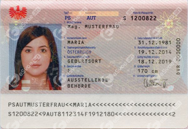 passport of austria AUT