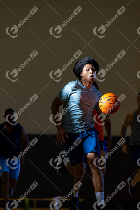 Diverse male basketball players wearing blue sport 2023 11 27 05 08 32 utc