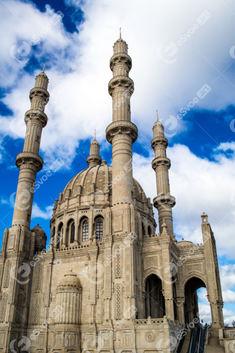 Exterior of Heydar Mosque in Baku, Azerbaijan