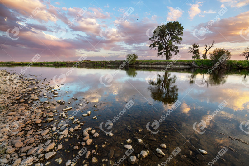 Lake on sunset