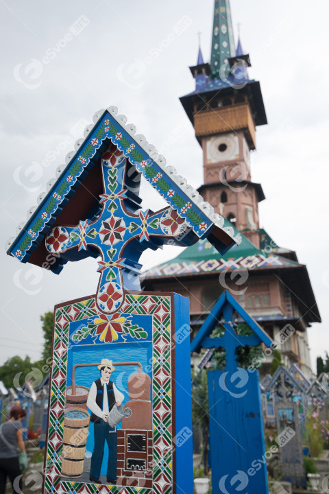 Sapanta Romania. August 16, 2018. happy cemetary with colored to