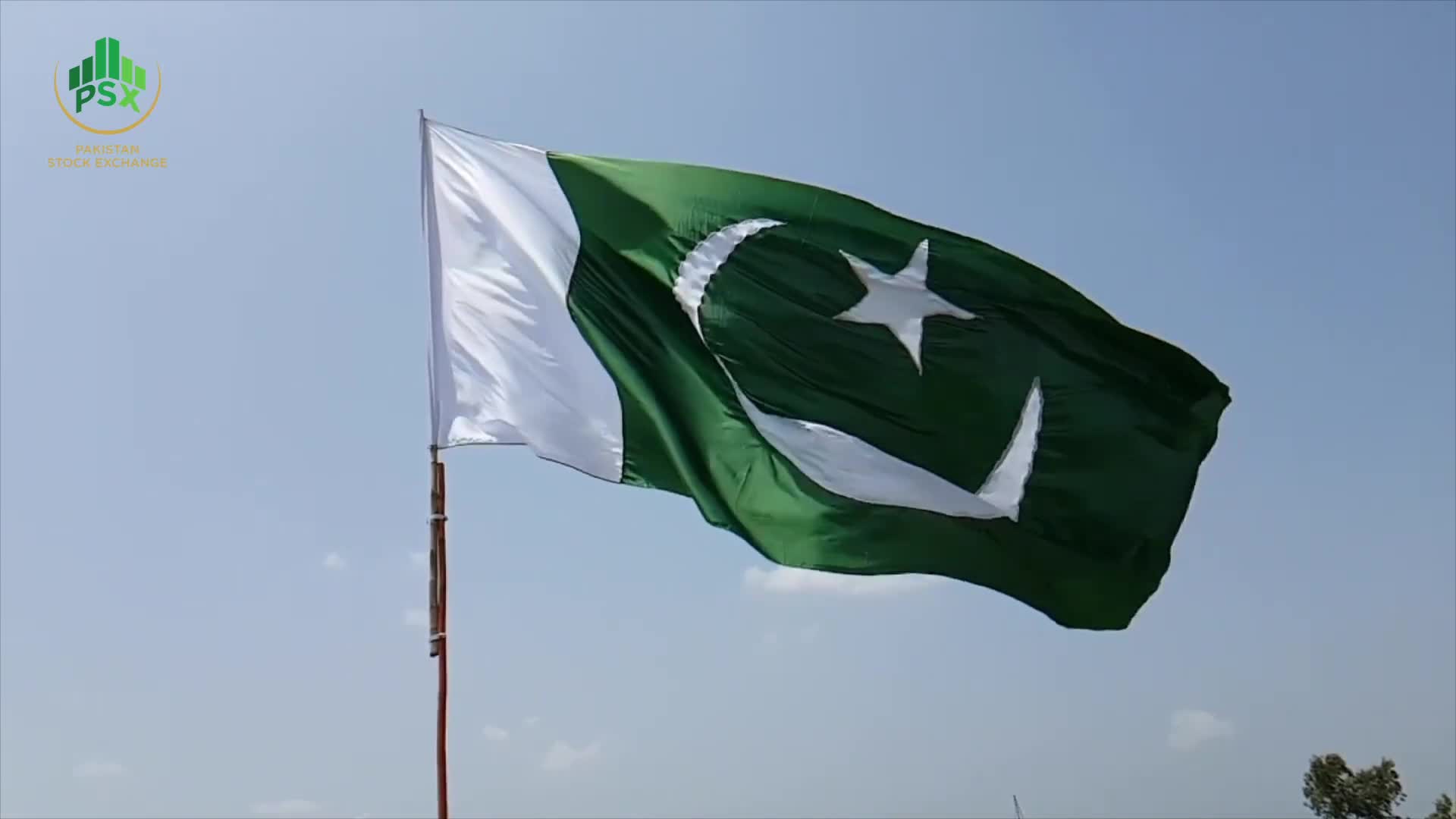 Pakistani flag and market