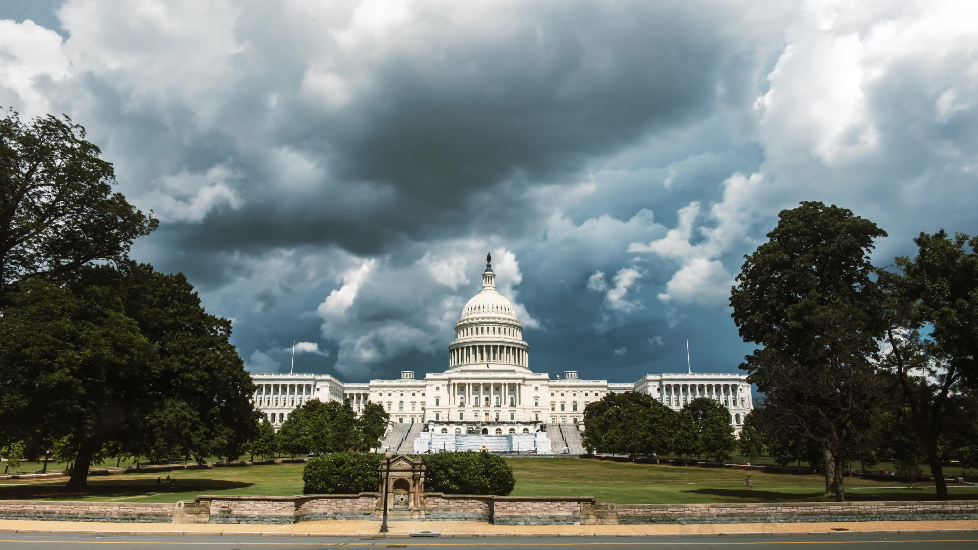 Stormy clouds over the capitol building in washington