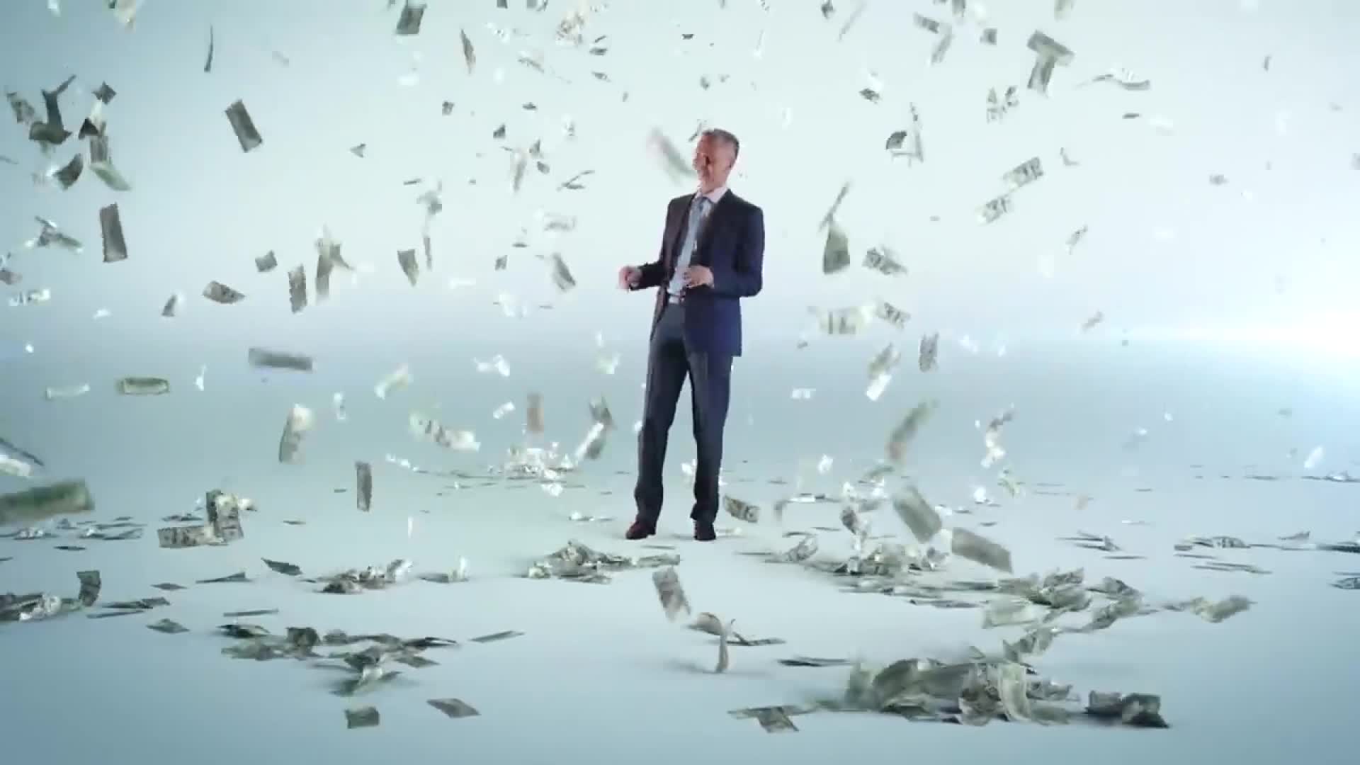 Man dancing with dollars