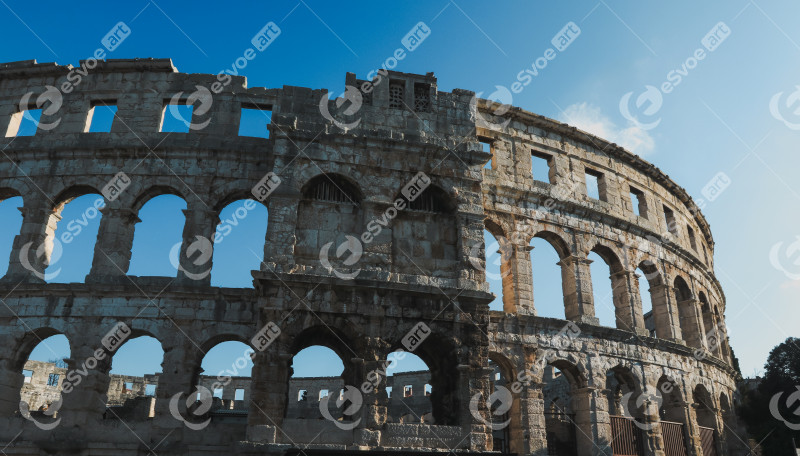 Roman amphitheater in pula croatia on a sunny day