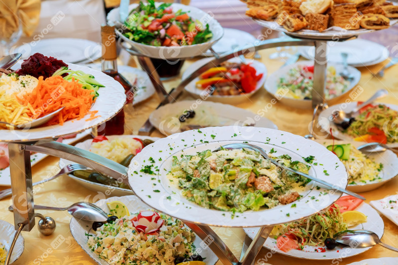 Table with food and drink