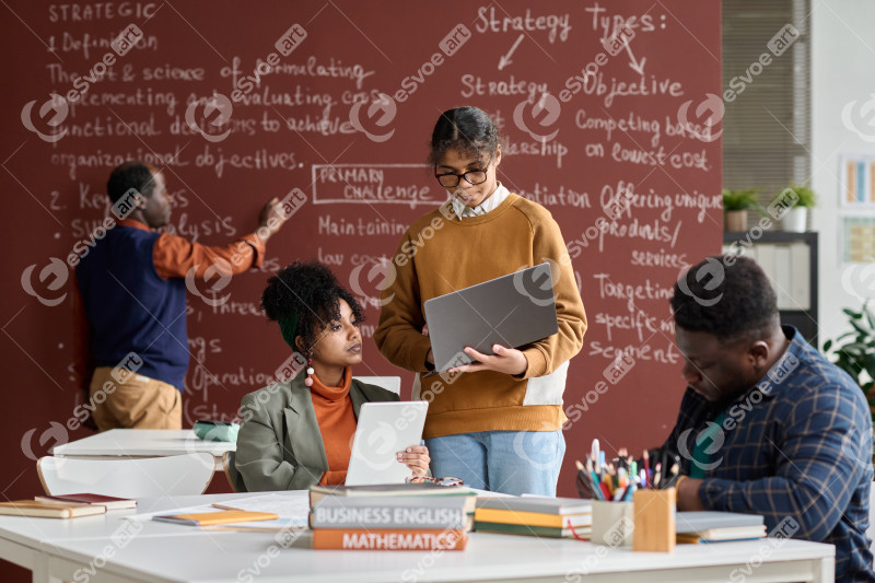 Team of Black College Students Doing Group Study