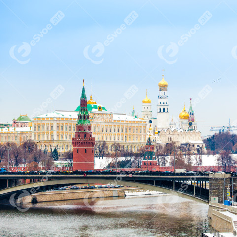 View of Kremlin in the winter, Moscow, Russia. Winter in Russia